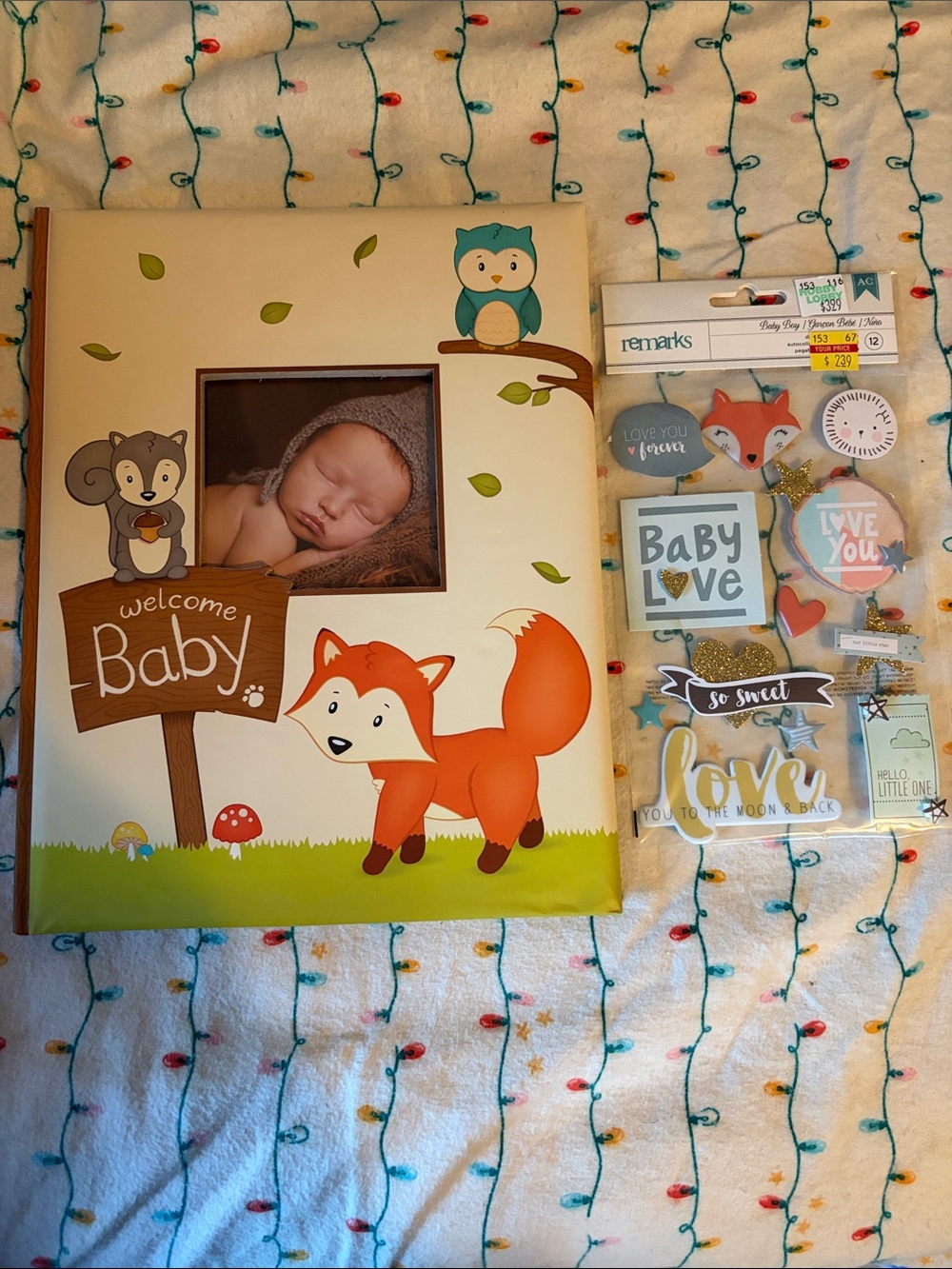 Welcome Baby Fox Picture Frame with Woodland Accents